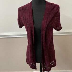 Cloud Chaser Burgundy Lace Short Sleeve Cardigan